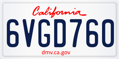 CA license plate 6VGD760
