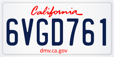 CA license plate 6VGD761