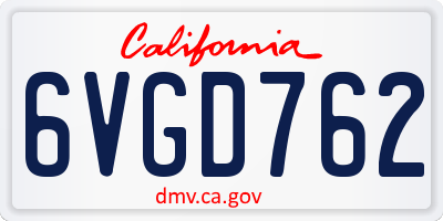 CA license plate 6VGD762