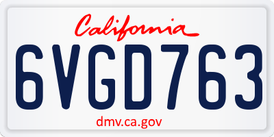 CA license plate 6VGD763