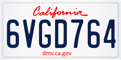CA license plate 6VGD764