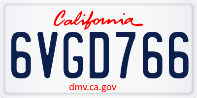 CA license plate 6VGD766