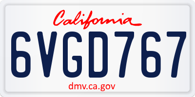 CA license plate 6VGD767