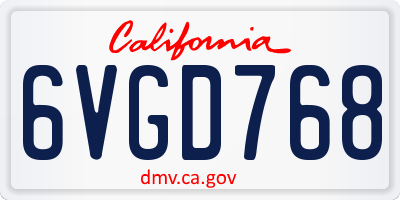 CA license plate 6VGD768
