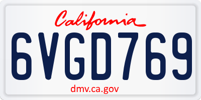 CA license plate 6VGD769