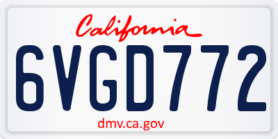 CA license plate 6VGD772