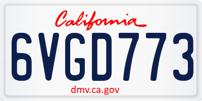 CA license plate 6VGD773