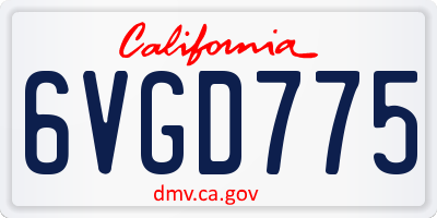 CA license plate 6VGD775