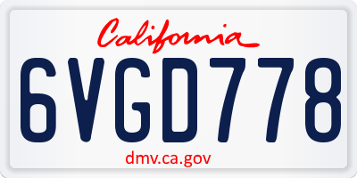 CA license plate 6VGD778