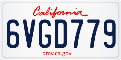 CA license plate 6VGD779