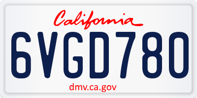 CA license plate 6VGD780