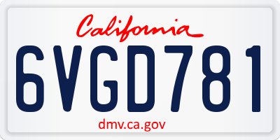 CA license plate 6VGD781