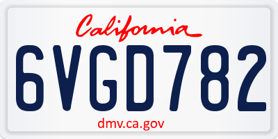 CA license plate 6VGD782