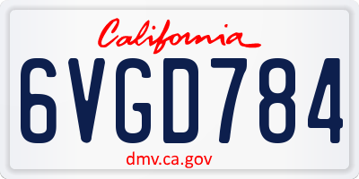 CA license plate 6VGD784