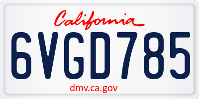 CA license plate 6VGD785
