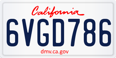 CA license plate 6VGD786
