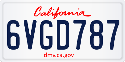 CA license plate 6VGD787