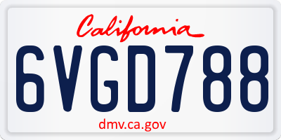 CA license plate 6VGD788