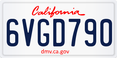 CA license plate 6VGD790