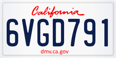 CA license plate 6VGD791