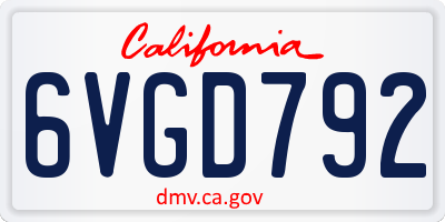 CA license plate 6VGD792