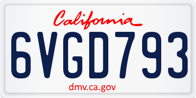CA license plate 6VGD793