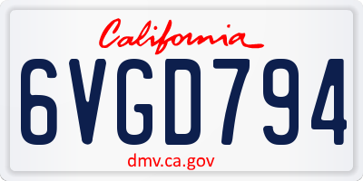 CA license plate 6VGD794