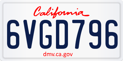 CA license plate 6VGD796
