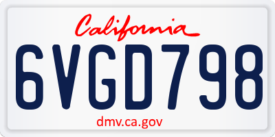 CA license plate 6VGD798
