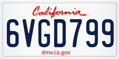 CA license plate 6VGD799