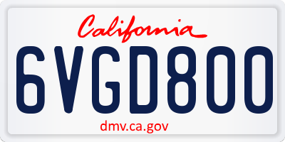 CA license plate 6VGD800