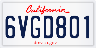 CA license plate 6VGD801