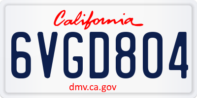 CA license plate 6VGD804