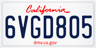 CA license plate 6VGD805