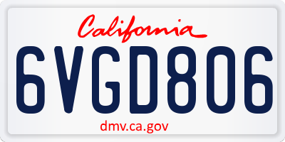 CA license plate 6VGD806