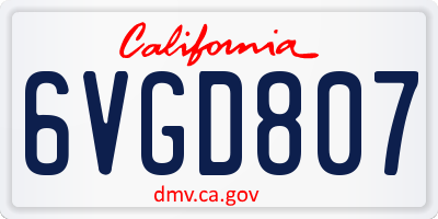 CA license plate 6VGD807