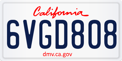 CA license plate 6VGD808