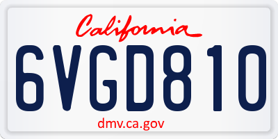 CA license plate 6VGD810