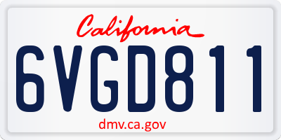CA license plate 6VGD811