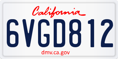 CA license plate 6VGD812