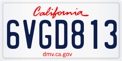 CA license plate 6VGD813