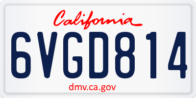 CA license plate 6VGD814