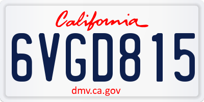 CA license plate 6VGD815