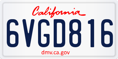 CA license plate 6VGD816