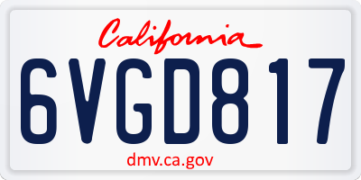 CA license plate 6VGD817