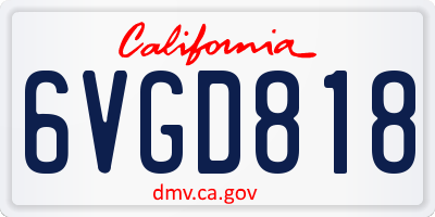 CA license plate 6VGD818