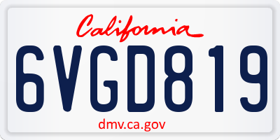 CA license plate 6VGD819