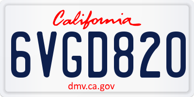 CA license plate 6VGD820