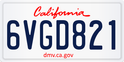 CA license plate 6VGD821