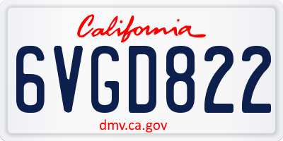CA license plate 6VGD822